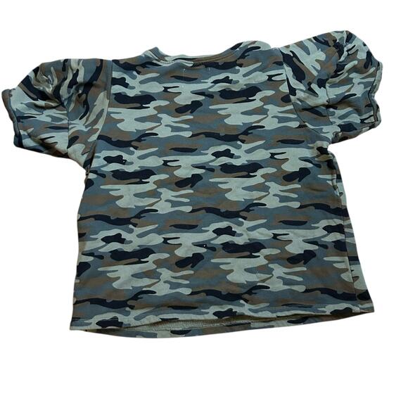 Velvet by Graham & Spencer for Anthropologie Green Camo Puff Sleeves Top Medium - Picture 5 of 5